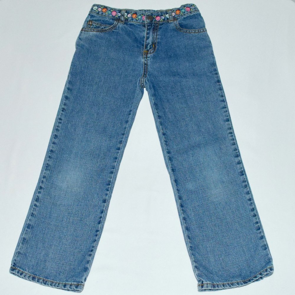 Carter's Denim Jeans with Embroidered Flowers - Size 6